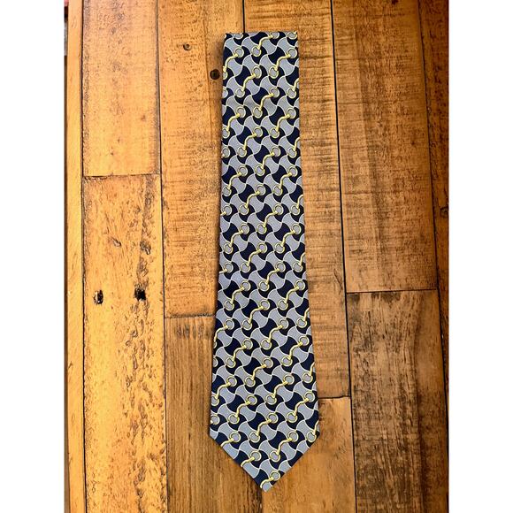 CELINE Paris Made in Spain Men's Neck Tie 100% SILK Navy - Picture 1 of 5